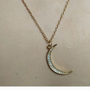 🎆 2 for $15 Gold toned moon necklace "This is us"